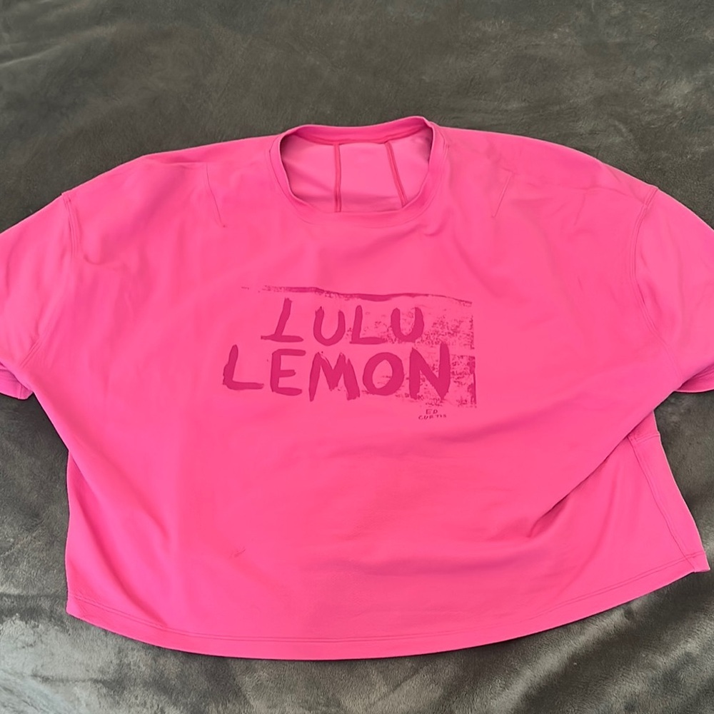 Lululemon Abrasion-Resistant Training Tee — Ed Curtis “Sonic Pink” , Size Lg/xl - Picture 2 of 5